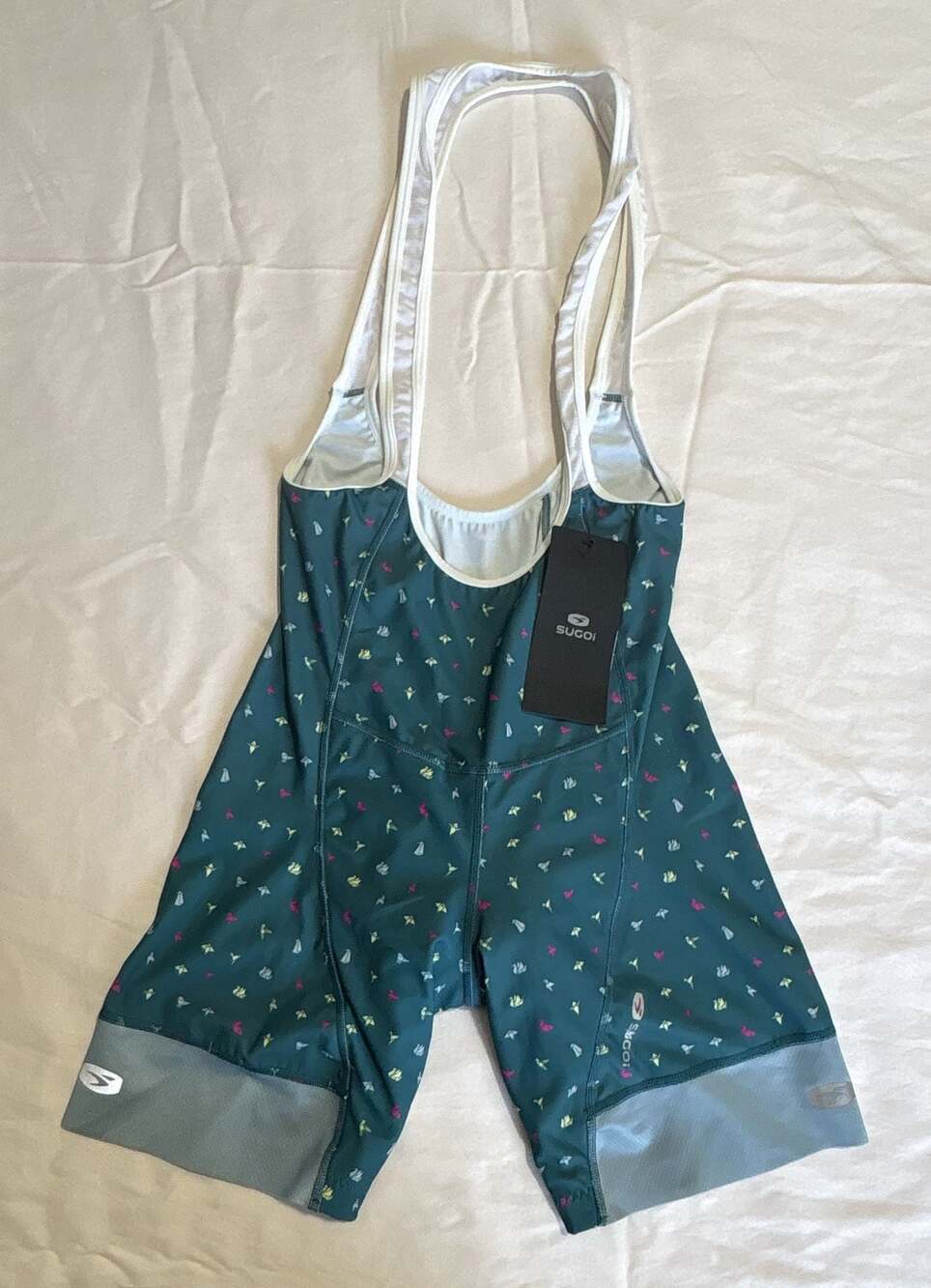 SUGOI Women's RC Pro Bib Short Cycling Bottoms Teal Origami Print Size M